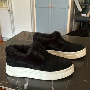 J/Slides suede, and fur sneakers